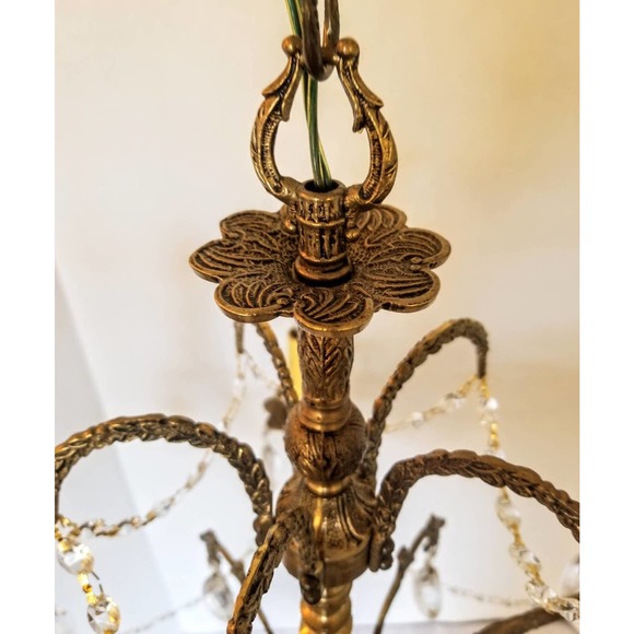 1950s Spanish Decorative Brass 5 Light Chandelier - Picture 7 of 10